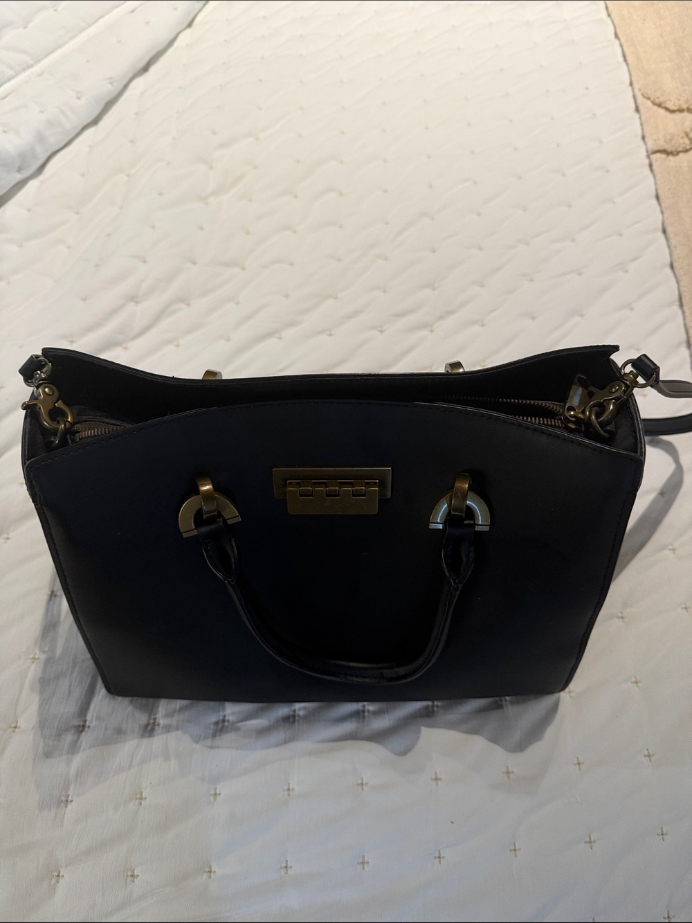 Zac Posen Black Satchel with Gold Hardware